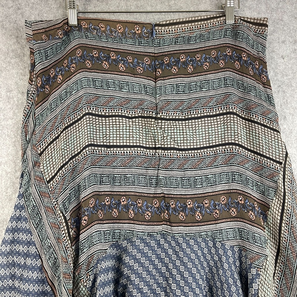 Sundance Silk Skirt Womens 16 Blue Asymmetrical Handkerchief Pattern Boho Hippie - Picture 11 of 14